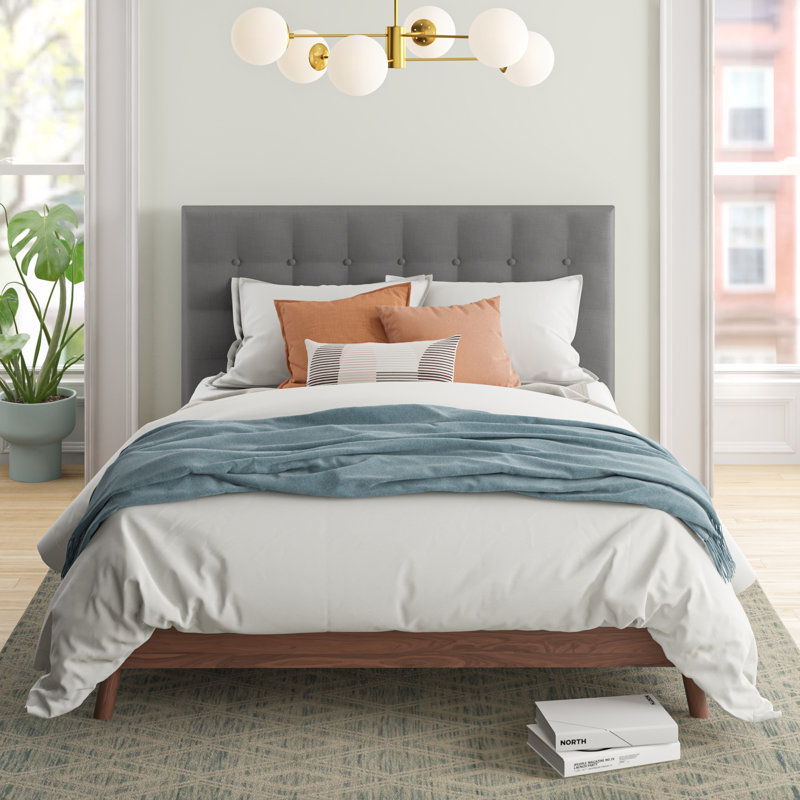 Herger Upholstered Platform Bed, Gray, Queen