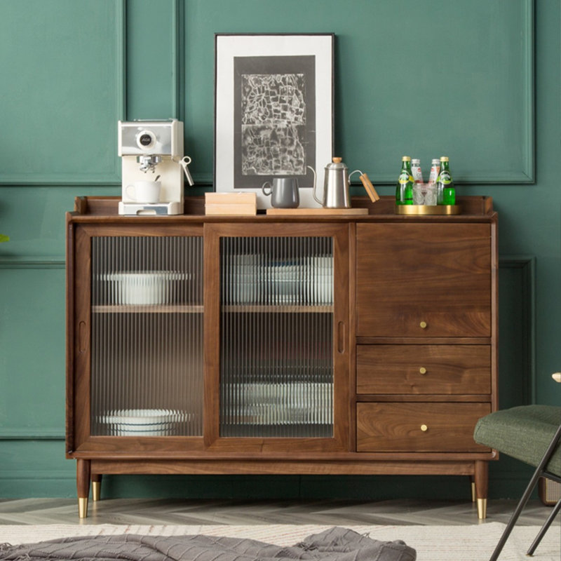 Buffet en bois de noyer massif, 38.98"H×62.60"L×15.35"W