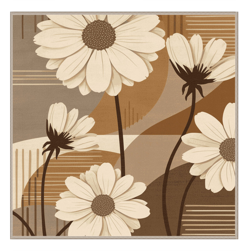 Machine Washable Ottwell Chamomile Scandinavian Clear Rug in Brown – Binding, 6' Square