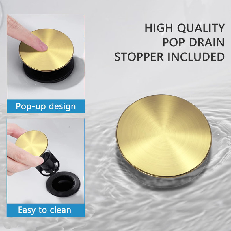 Single-Hole Single-handle Bathroom Faucet with Drain Assembly, Brushed Gold
