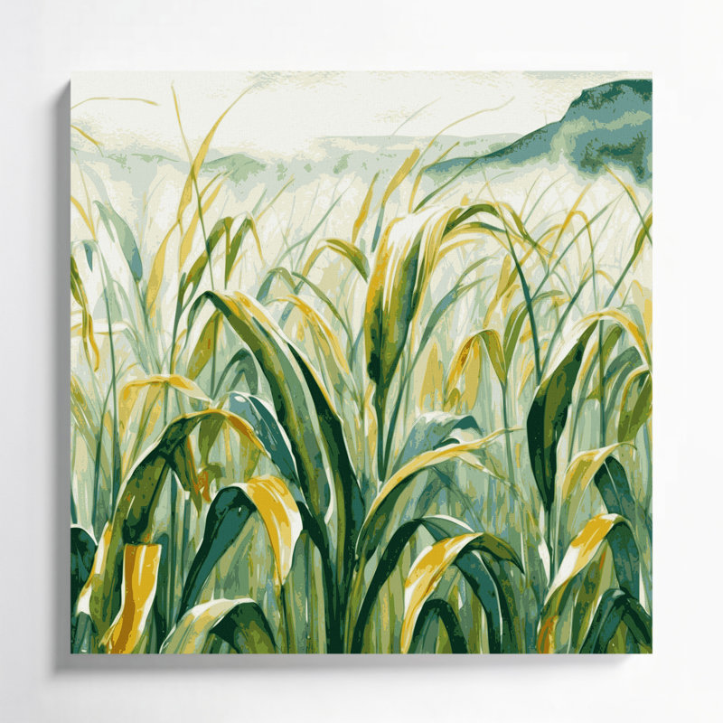 Hawaiian Sugar Cane Beige Canvas Wall Art, 32" H x 32" W