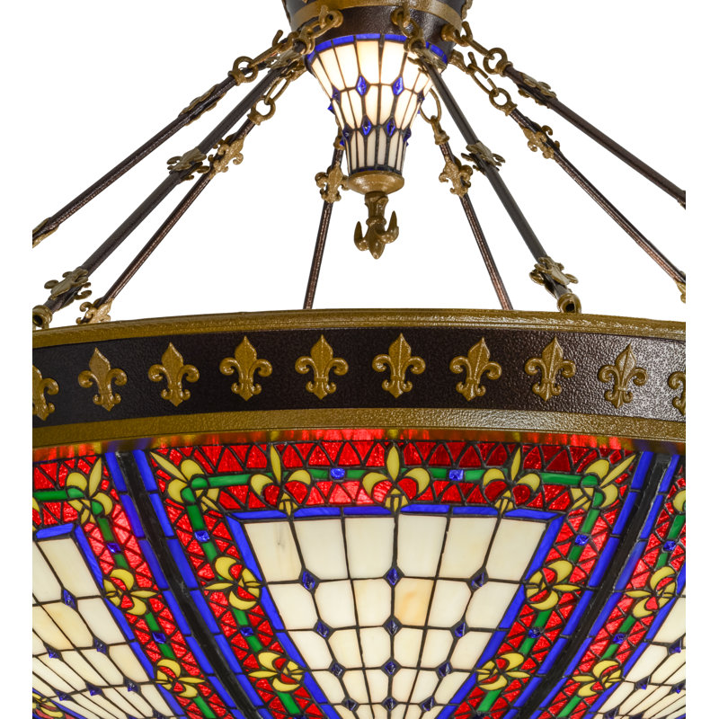 45" Multicolor Glass and Nickel Globe Pendant Light