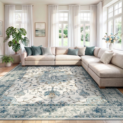 Tapis rétro antidérapant à motif médaillon Sunflower