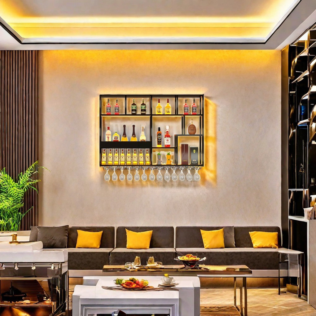 L Wall-hanging Wine Rhythm Wall Mounted Wine Rack Metal Frame ...