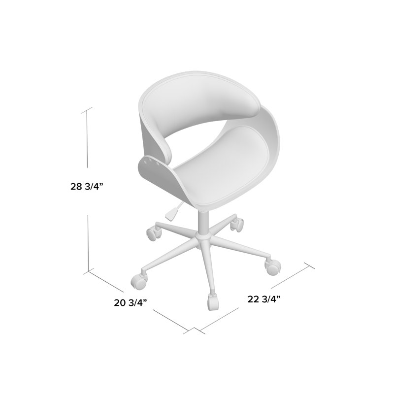 Faux Leather Mid Century Office Chair, White
