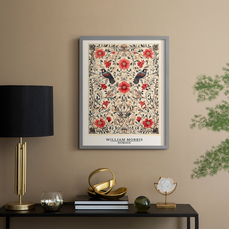 WM MORRIS Series CDX Framed Print - Solid Wood, Gray, 11" H x 9" W