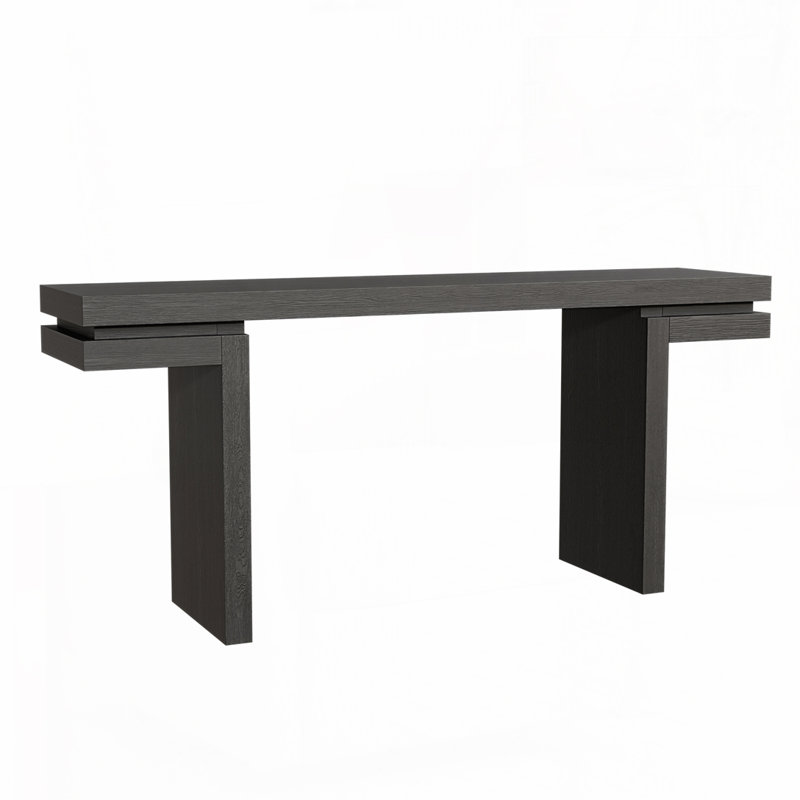 66" Extra Wide Real Wood Veneered Console Table, Black