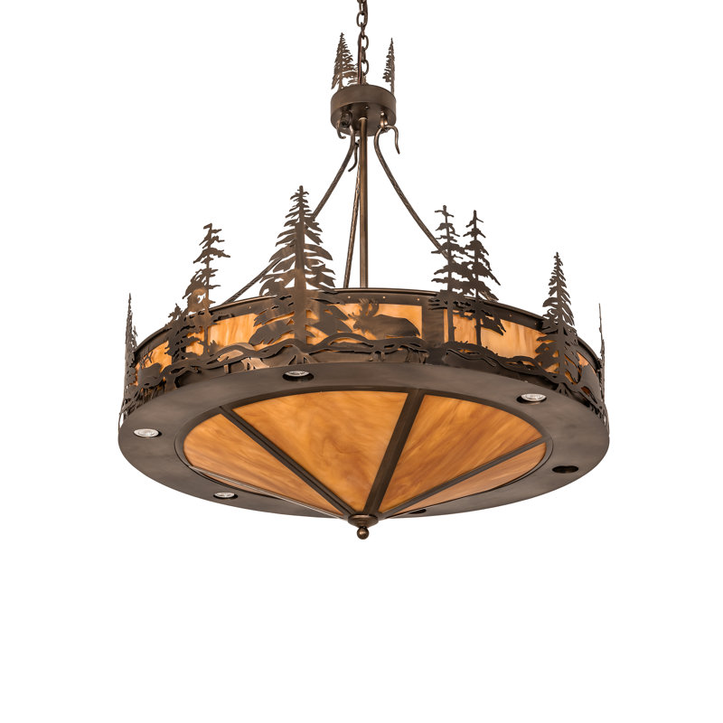 40" Wide Wildlife At Dusk Inverted Pendant