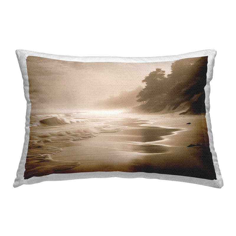 Coussin d'extérieur à imprimé sépia plage lisse par Noah Bay