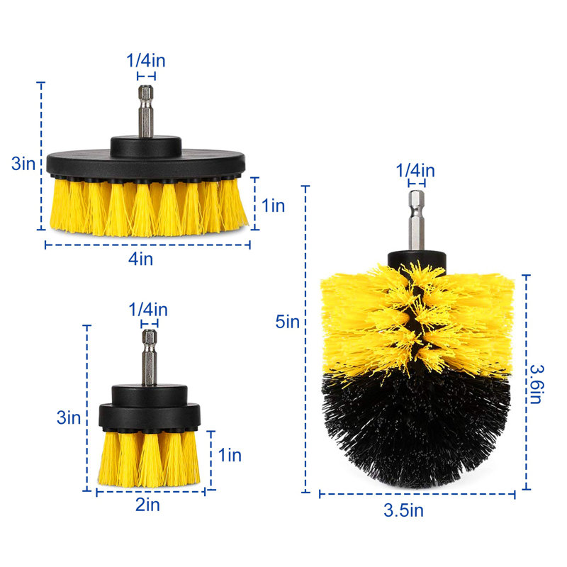 Drill Brush Attachments Set, Yellow