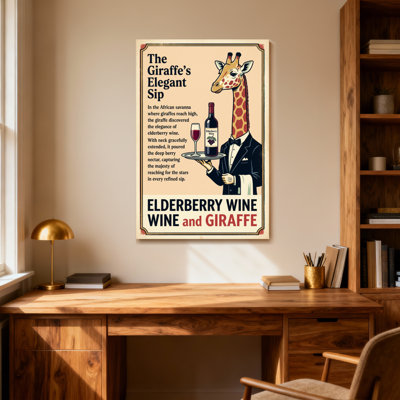 Fashion Giraffe In Suit Holding Wine Tray