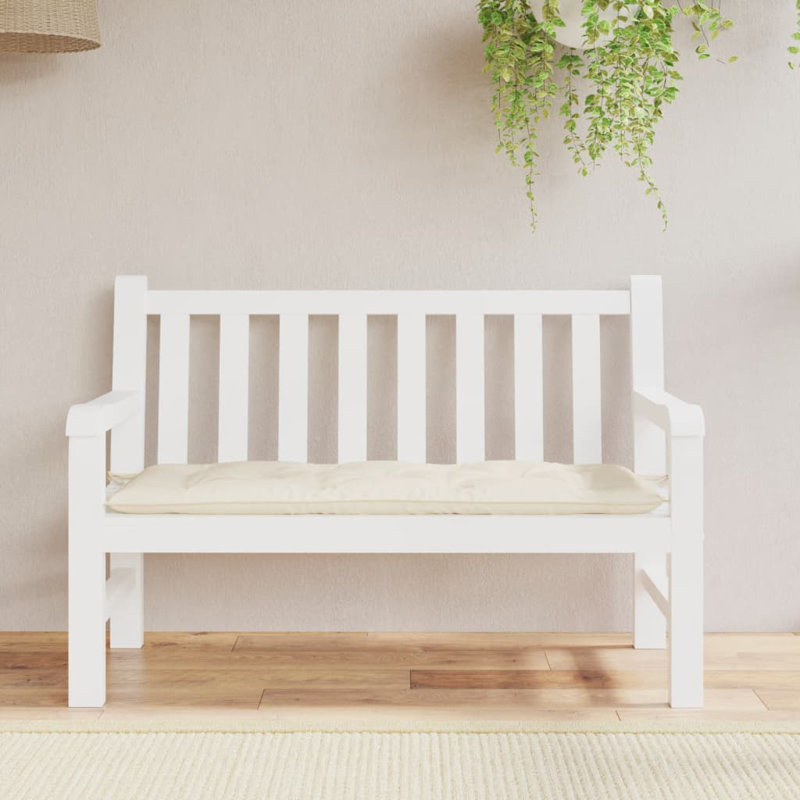 Coussin de banc en tissu Oxford, Blanc crème, H 2,8 po x l 47,2 po x P 19,7 po