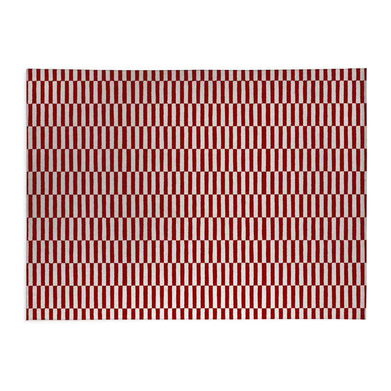 Off Stripe Low Profile Kitchen Mat, Cranberry Red, Rectangle 5' x 7'