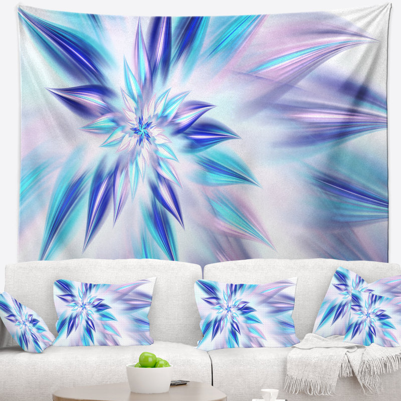 Tapisserie abstraite bleu clair, H 68 po x l 80 po