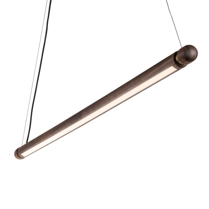 Linea 1 - Light LED Kitchen Island Pendant, Brass, Walnut