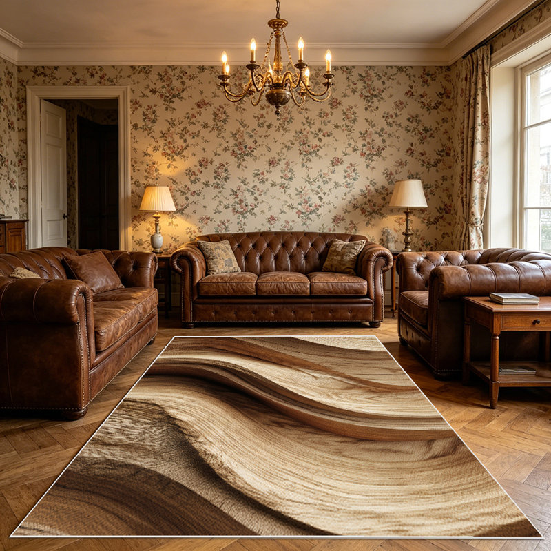 1PC Natural Wavy Wood Grain Pattern area rugs for Living Room, Soft, All seasons, Easy-maintain, Washable Indoor mat, Farmhouse suitable for dining table, bedroom, kitchen entryway, home office, farmhouse porch, Home Decor, Outdoor Decor.