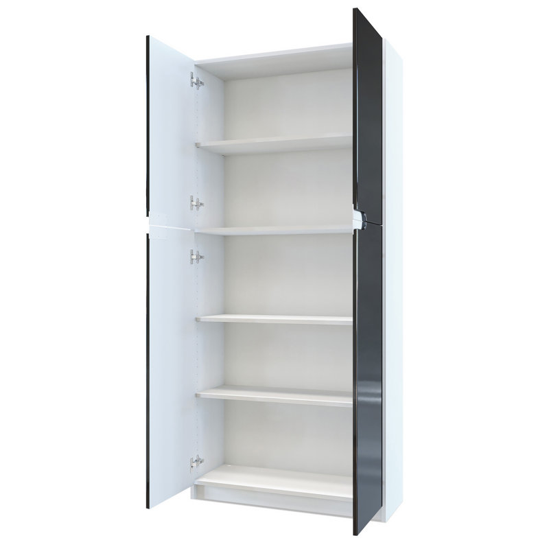 Mazeppa 4 -Door 4 -Shelf, Matt white/Grey