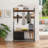 33.1" Wide Hall Tree with 23 Hooks and Movable Drawers