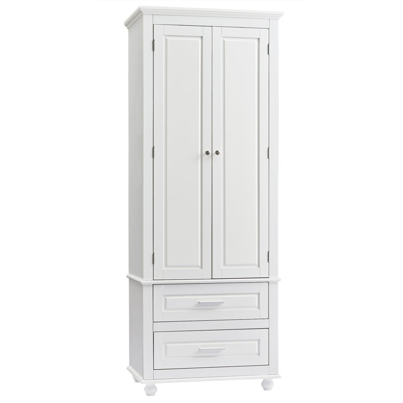 Tall Storage Cabinet With Two Drawers For Bathroom/Office,, White