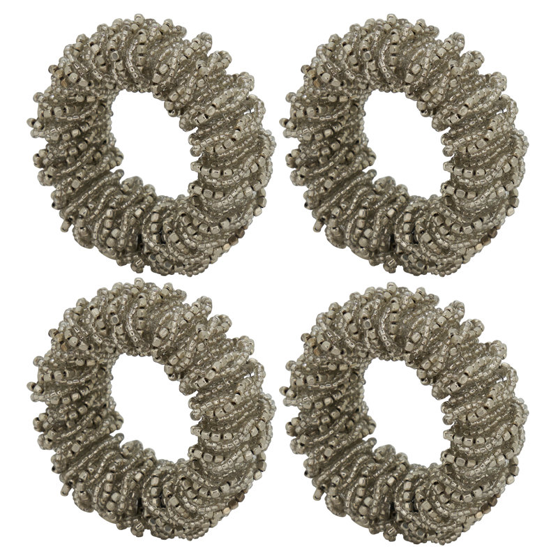 Napkin Ring Collection Glass Beads Napkin Ring, Silver