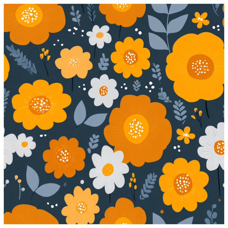 Housse de couette Floral Bedding, Housse de couette pour grand lit, Orange / floral gris