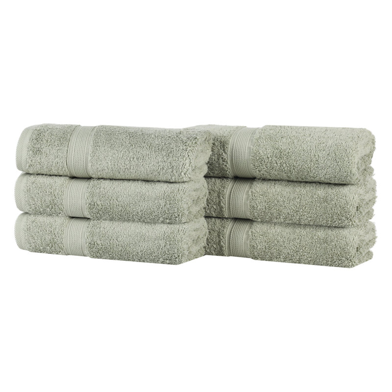 Ensemble de serviettes en coton biologique Lyndon, Sauge, Ensemble de 6 serviettes à main