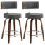 2PCS Swivel Bar Stools, Faux Leather Kitchen Stools Upholstered Barstools With Back-1561114438