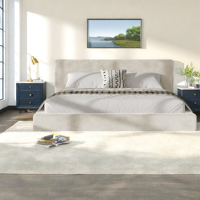 Lits à coussin de nuage avec tablette latérale réglable, acier Sherpa très grand, maison moderne
