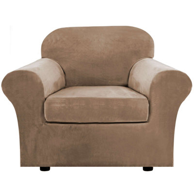 Housse pour fauteuil à coussins carrés / rectangulaires 2 pièces Rich Velvet Stretch 