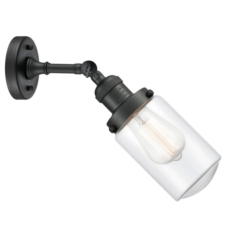 Armed Sconce, Matte White, 6 Watt Vinage LED Bulb, Brushed Satin Nickel