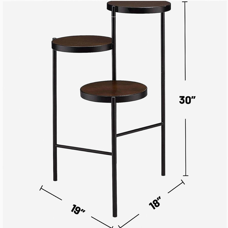 Support pour plante à plusieurs niveaux avec structure en métal, noir