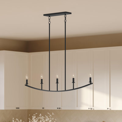 Jheni Five-Light Matte Black Linear Chandelier