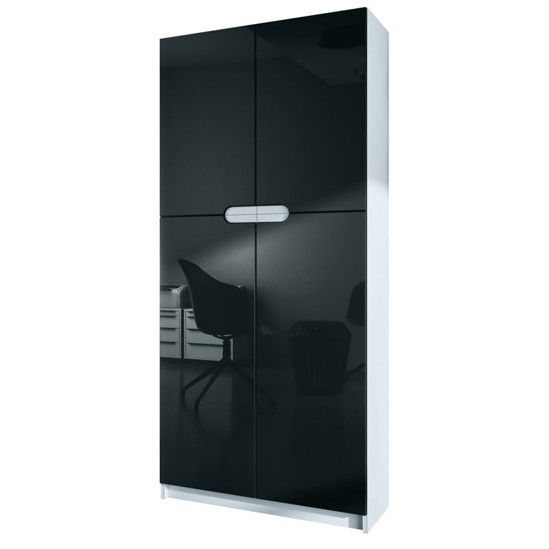 Mazeppa 4 -Door 4 -Shelf, Matt white/Black