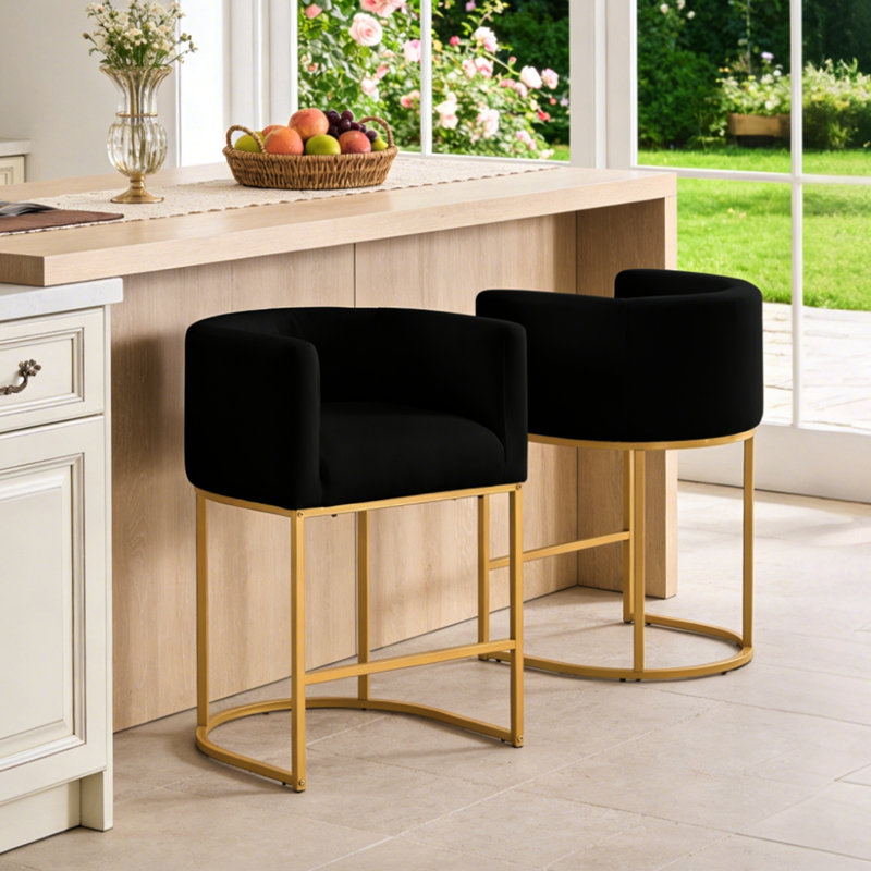 Tabouret de bar 26 po, Black Seat/Gold Frame, 2