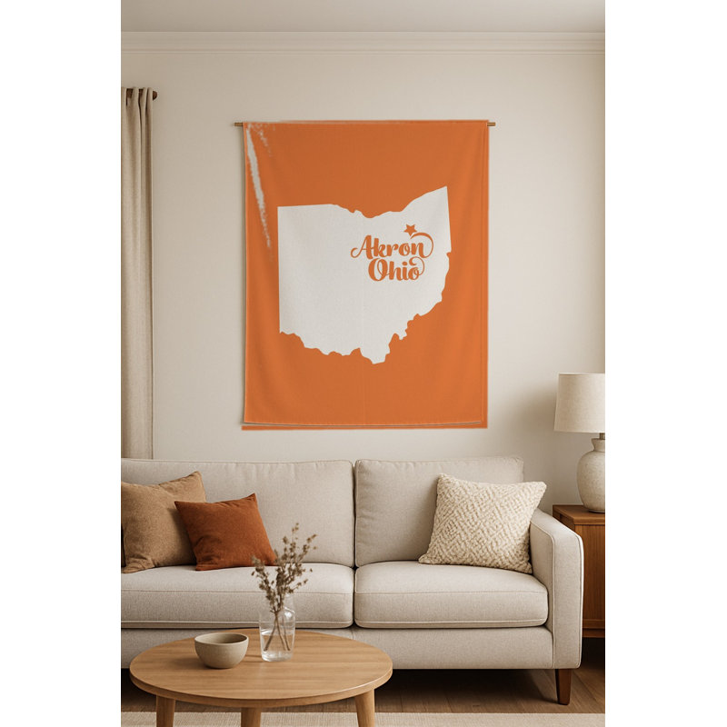 Tapisserie murale Home Sweet Akron - Ohio State Silhouette - Portrait, H 36 po x l 26 po