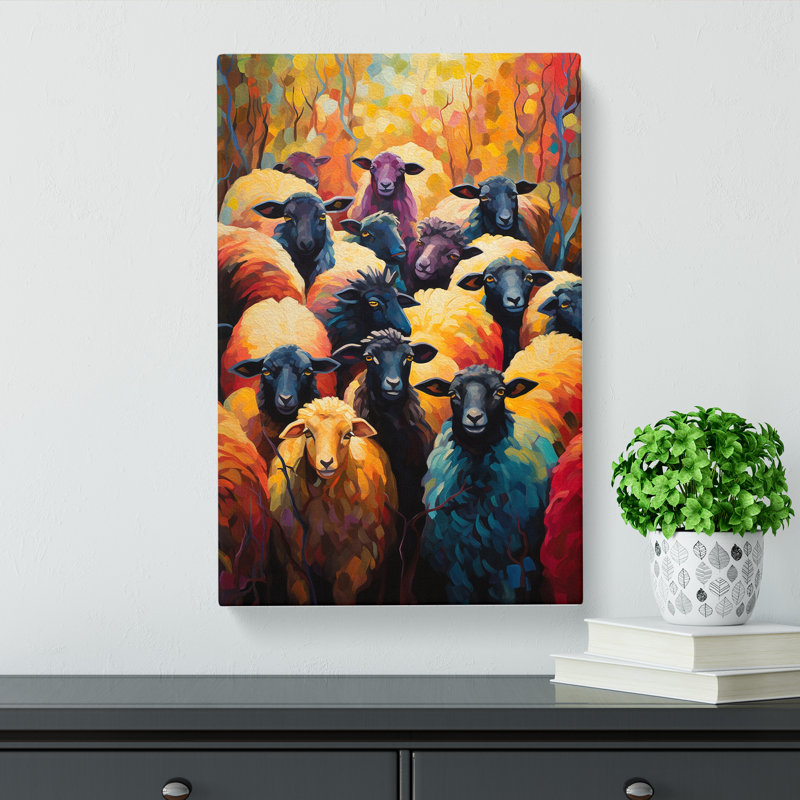 Sheep Expressionism No.3 - Wrapped Canvas, 50cm H x 35cm W x 3cm D