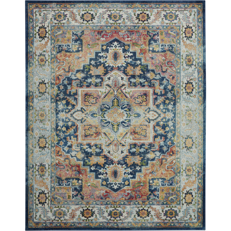 Tapis traditionnel bleu Raymond, Rectangle 8 pi 10 po x 11 pi 10 po