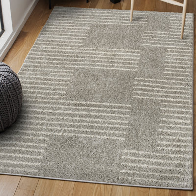 Tapis à poil long gris / ivoire Petra