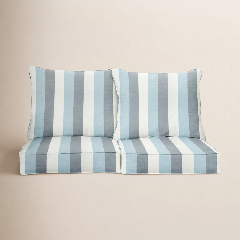 Coussin de siège / dossier Arline Sunbrella, Rayures Sunbrella® direction Dew Stripe, L 23 po x P 23 po