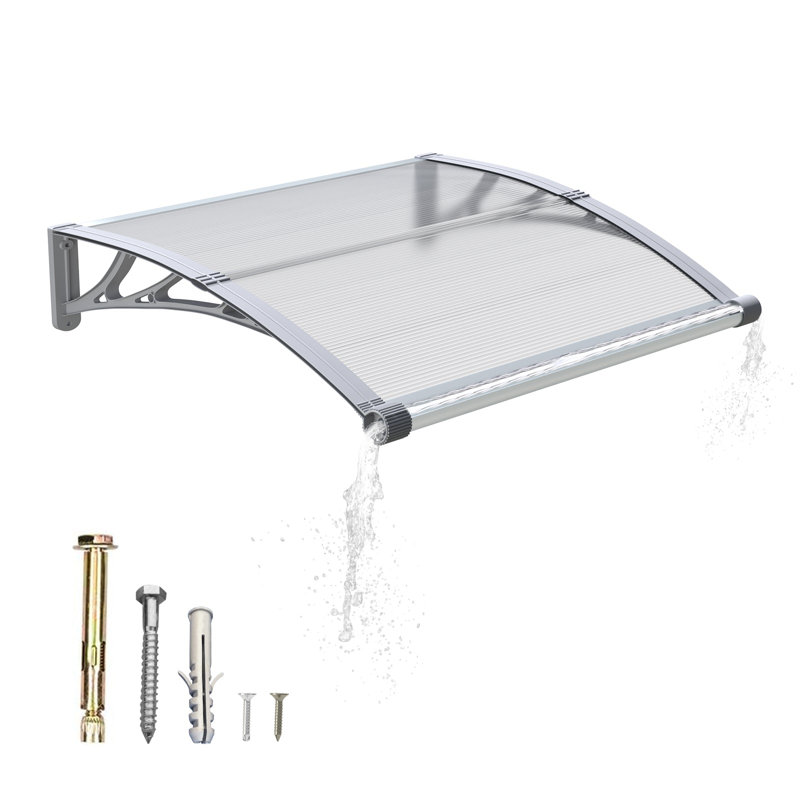 Abri de patio extérieur en polycarbonate avec auvent de fenêtre, H 9,1 po x l 47,24 po x P 31,5 po, Clair