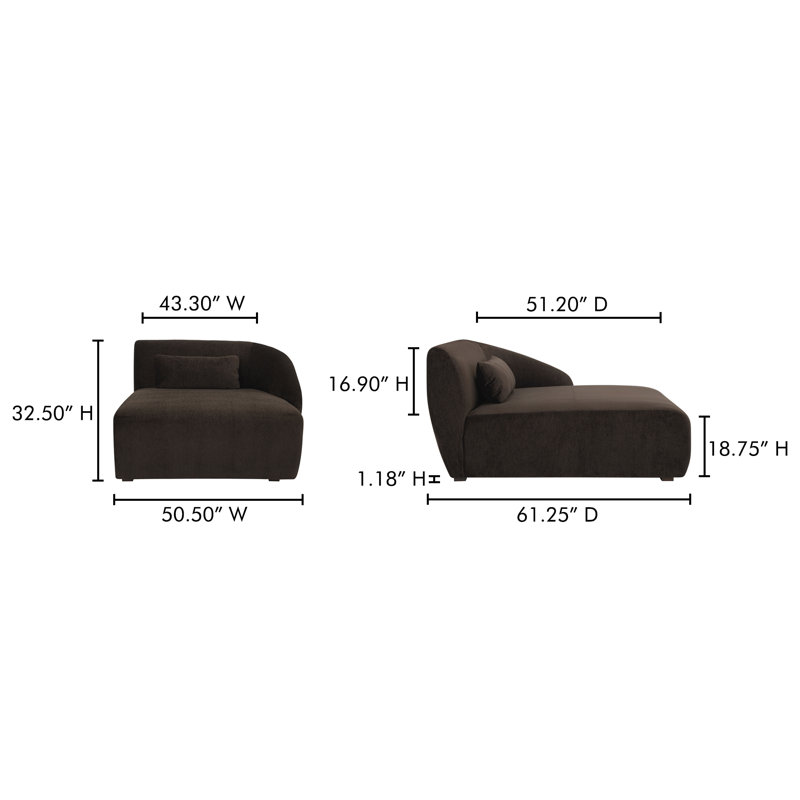 AMELIA RIGHT ARM FACING CHAISE ESPRESSO, Charcoal Brown