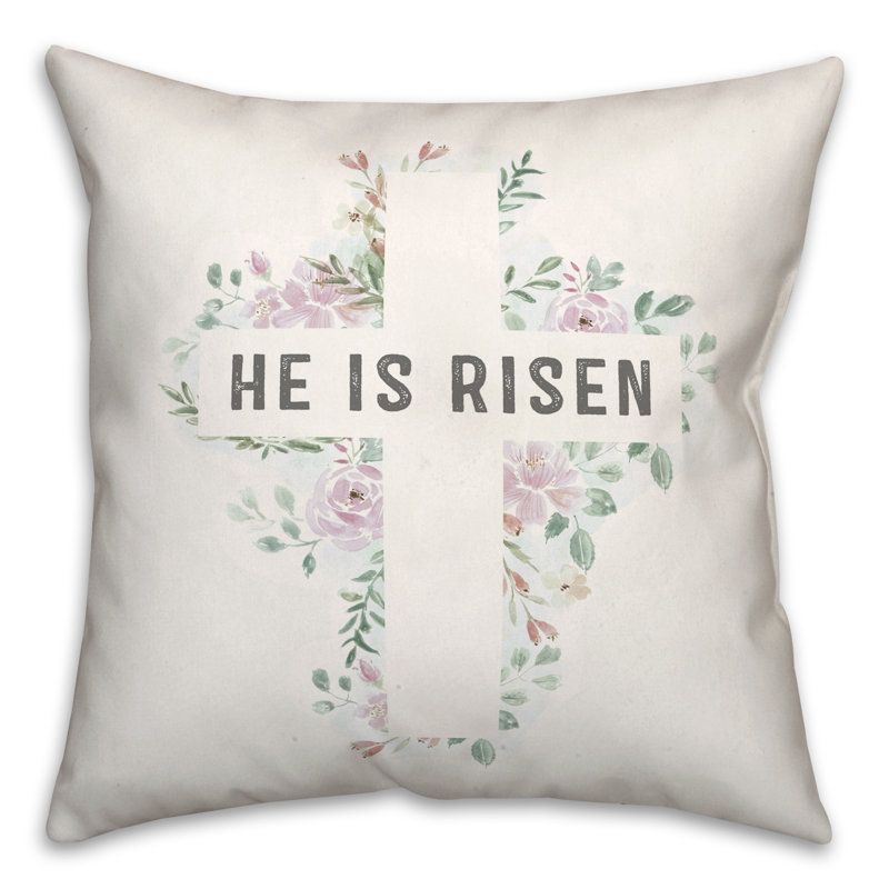  Housse et insert de coussin carré Watercolor Floral Cross, H 20 po x l 20 po x P 1,5 po