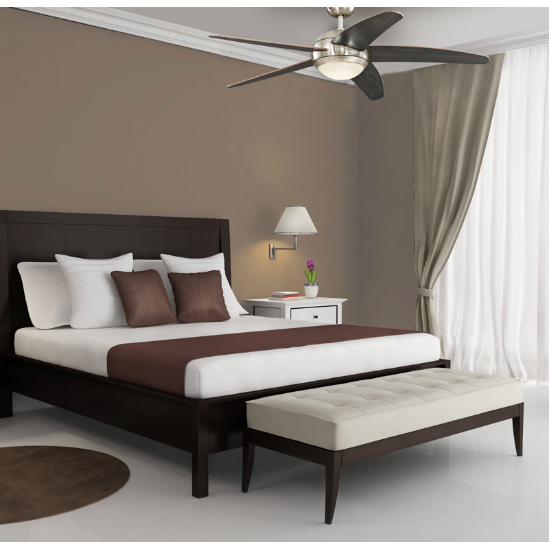 Trinity 132cm Ceiling Fan with Light Kit, Dark brown/Silver