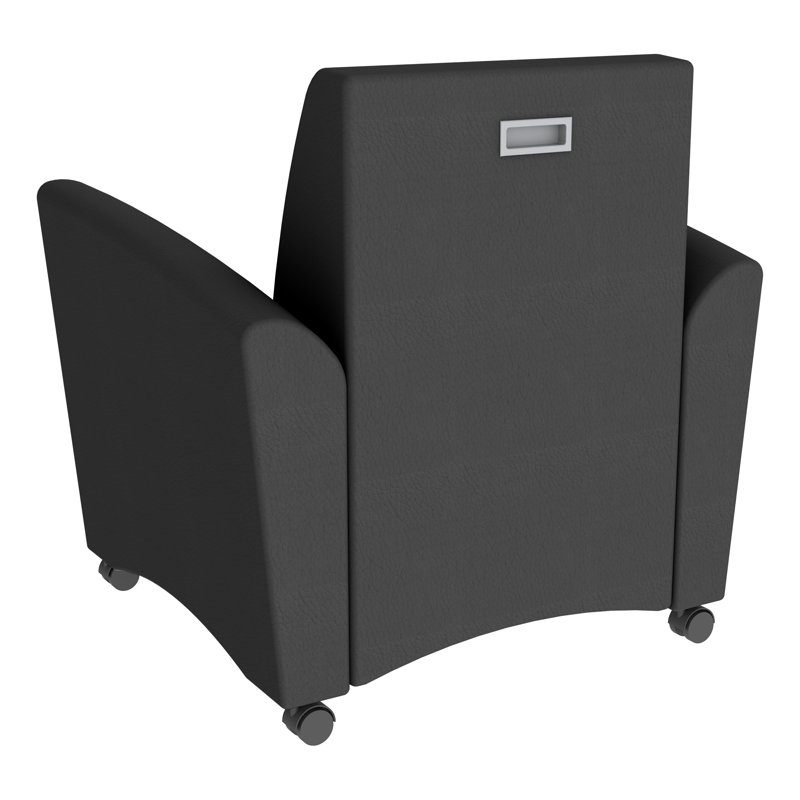 Shapes Series II Vinyl Seat Reception Chair with Wood Frame, Black Smooth Grain