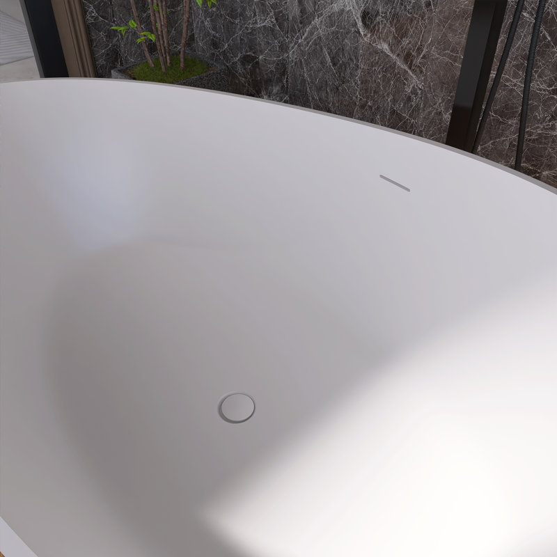 Baignoire de trempage autoportante à surface solide 63 po., Blanc mat