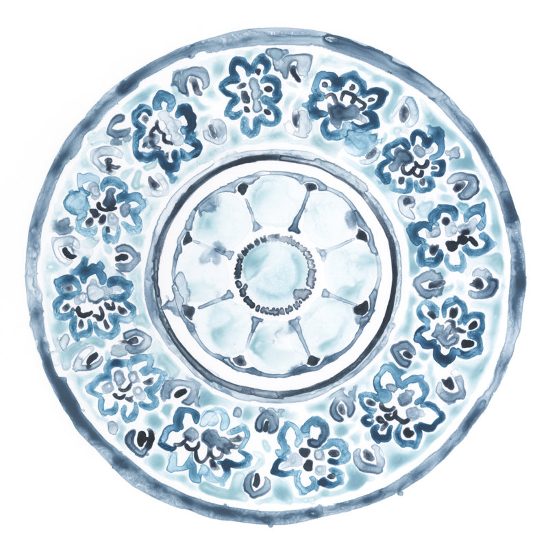 «Porcelain Design I», peinture sur toile tendue, H 12 po x l 12 po