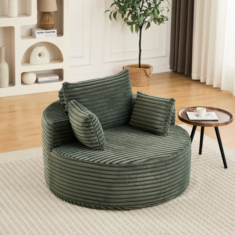 Fauteuil moelleux de 50 po en velours côtelé, coussin moderne, sans assemblage, pour salon et éponge en mousse simple, canapé-lit de 50 po