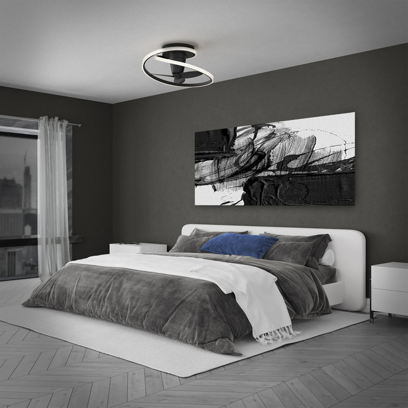 Veloce 28'' Smart Ceiling Fan with LED Lights and Bluetooth Remote Control Included, Black
