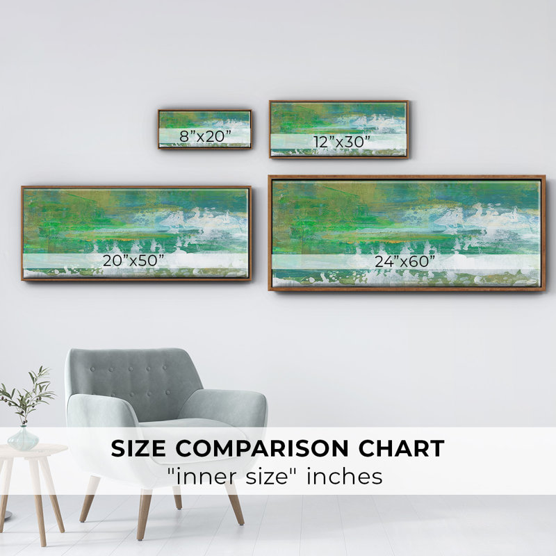 Chartreuse & Aqua I- Framed Canvas, 20" H x 50" W