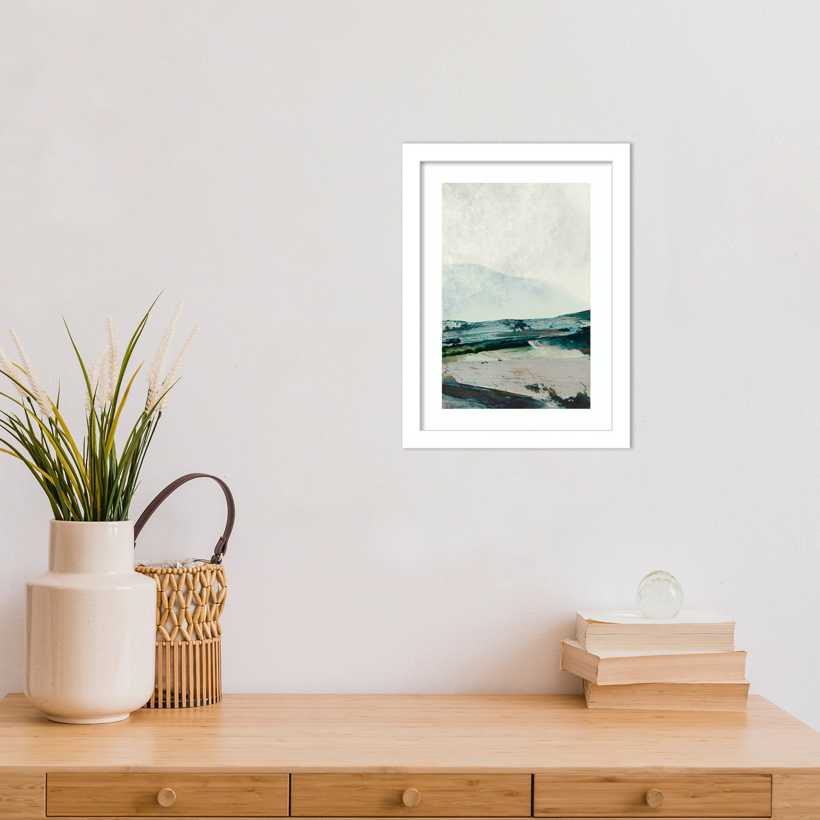 Cleve "Mountain Mists" Print by Dan Hobday, White Framed, 13" H x 10" W